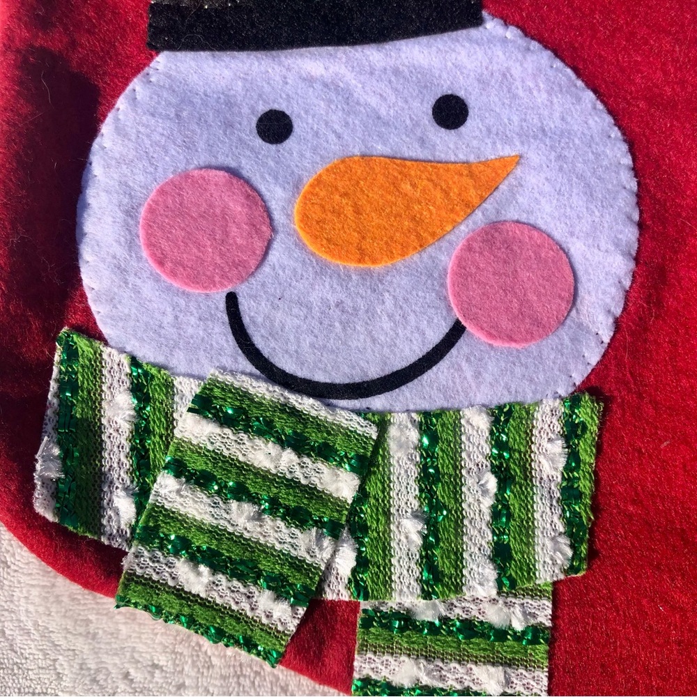 Christmas Stocking Felt Snowman Like New